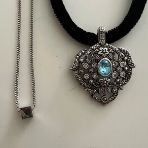 Avon Vintage Silver and Aquamarine Necklace